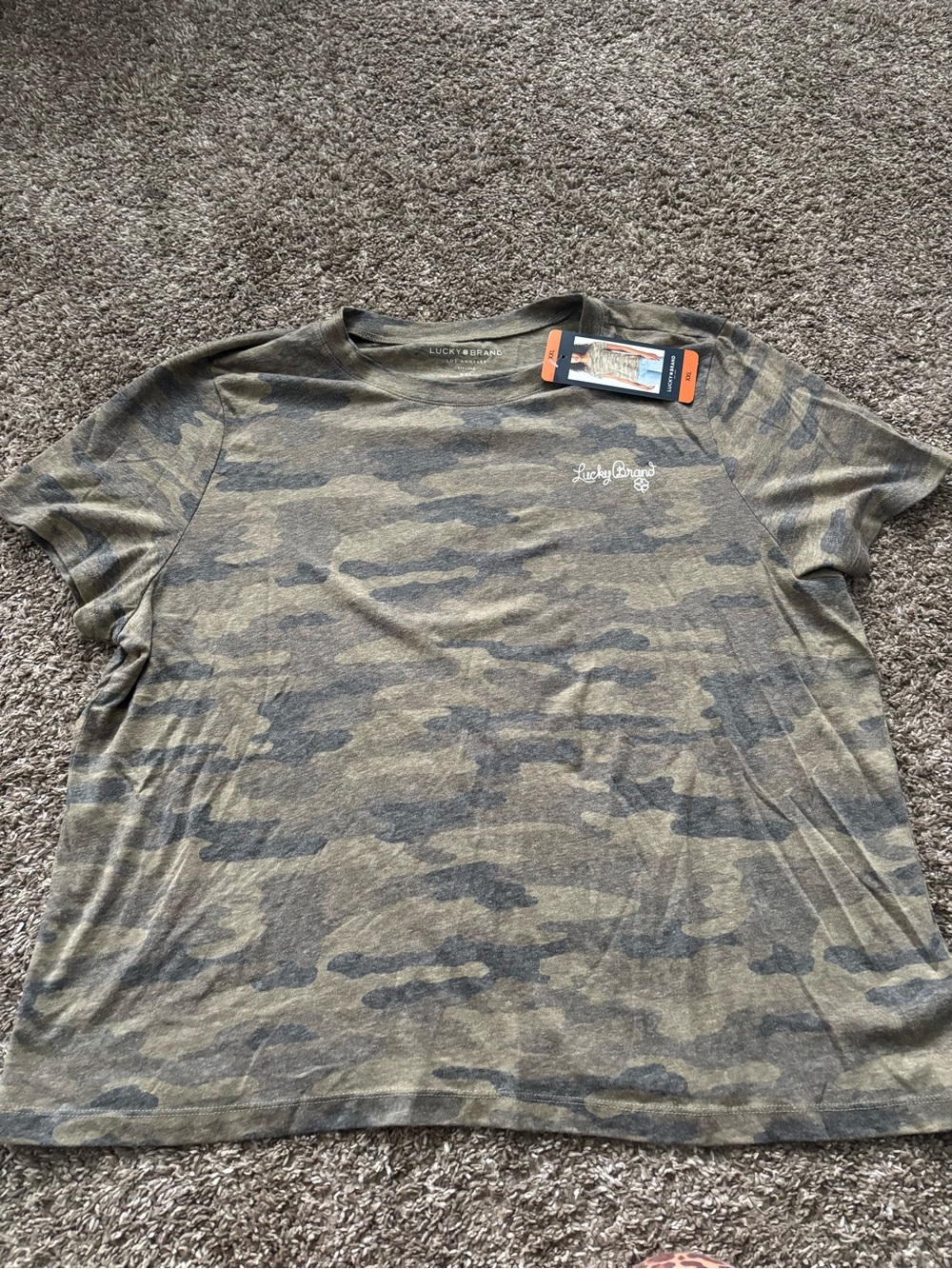 Lucky Brand Men's Olive & Dark Gray Camo Short Sleeve Tee